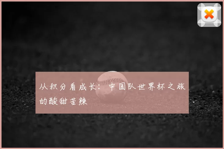 从积分看成长:中国队世界杯之旅的酸甜苦辣